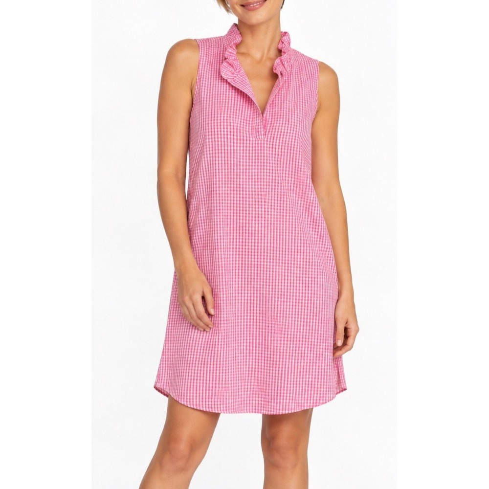NWT Haley And The Hound Pink Cotton Picnic Plaid Dress Size X-Small Summer